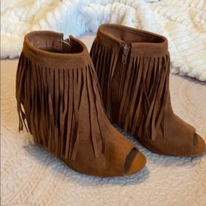 Fringe Open Toe Booties ❤️